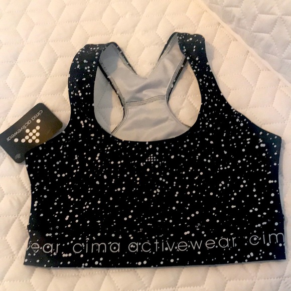 NWT Activewear Black Sport Bra One Size - Picture 5 of 5